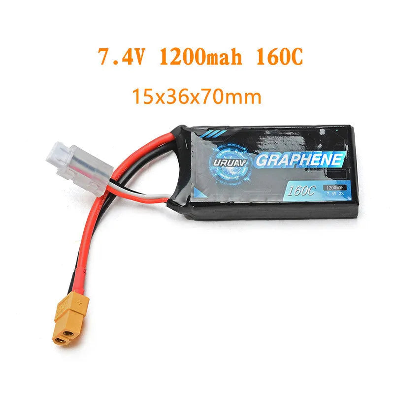 Black rectangular 7.4V 1200mAh lithium battery for remote control cars and model boats