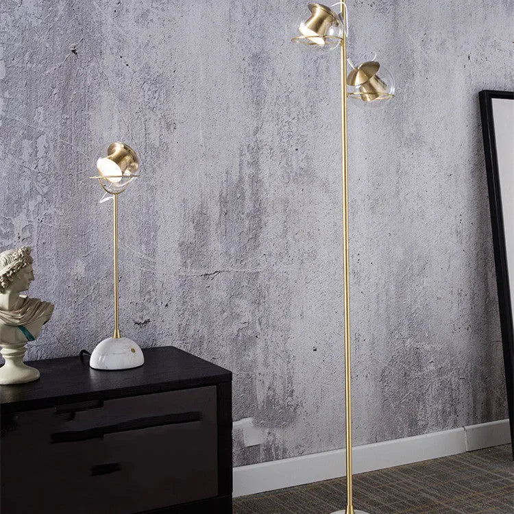 Modern glass desk lamp with a touch-sensitive dimmer base and an LED light source.