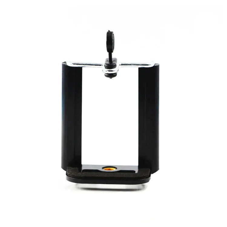Black plastic universal U clip bracket for mounting a mobile phone