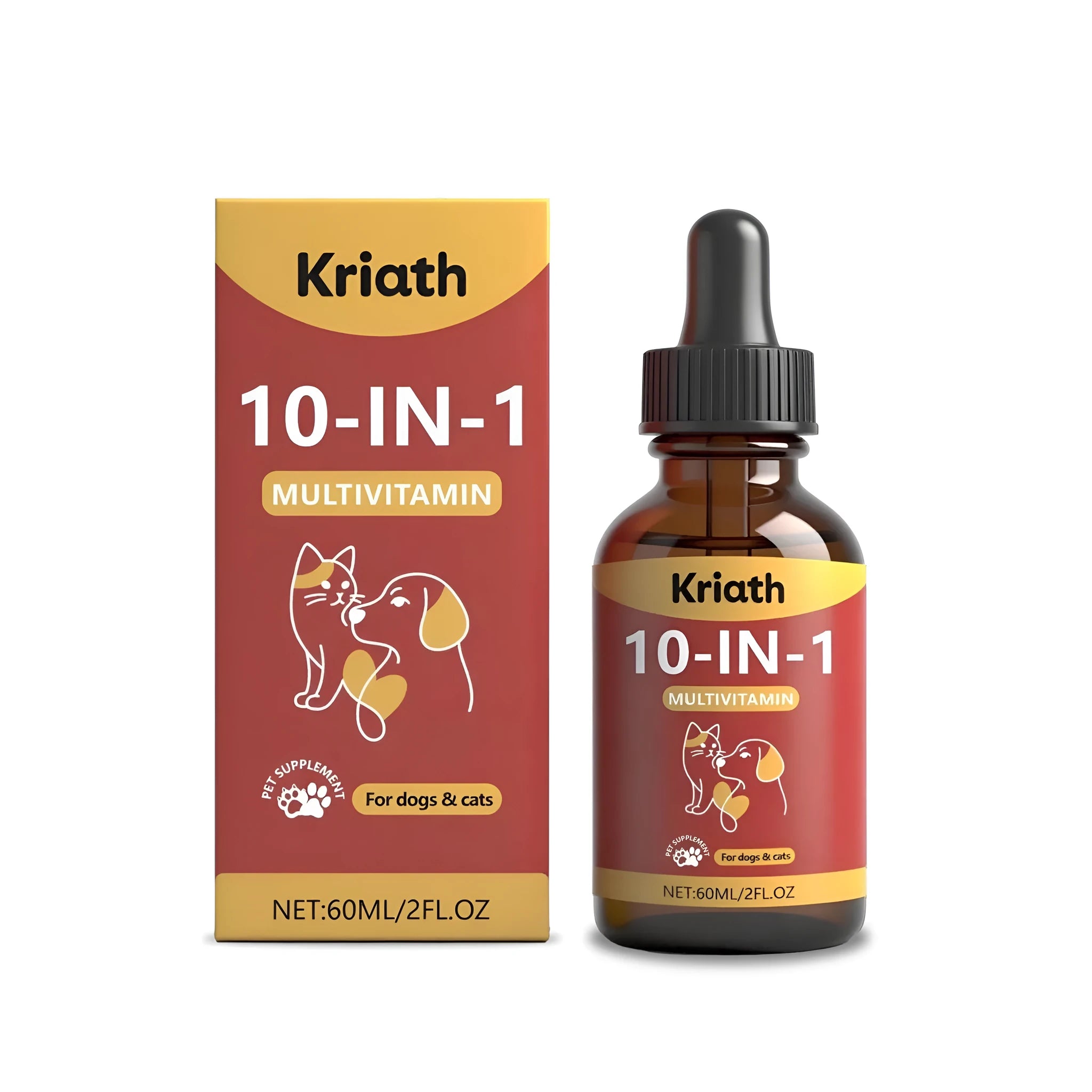 60ml bottle of pet multivitamin oral liquid supplement for dogs and cats