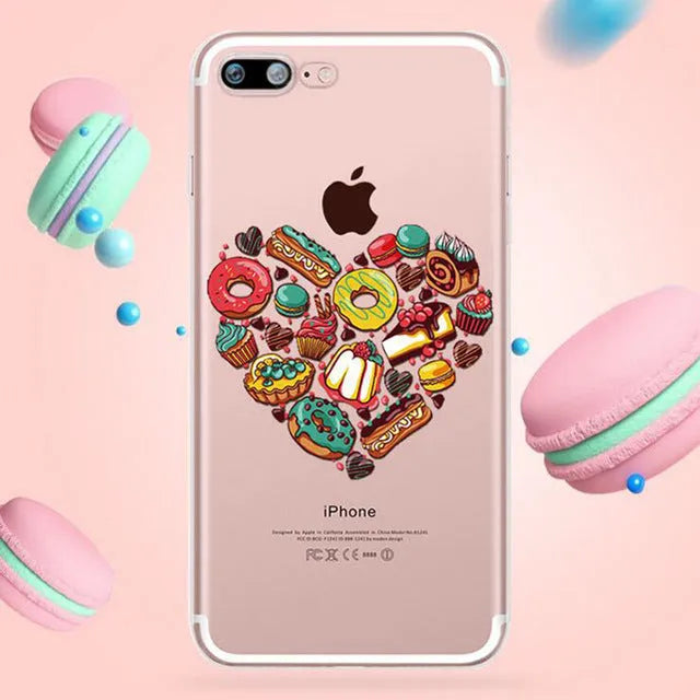 Transparent silicone iPhone case with ice cream pattern design for iPhone protection