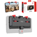 Black PG-9137 mobile phone game bracket with adjustable trigger and telescopic side clip extended.