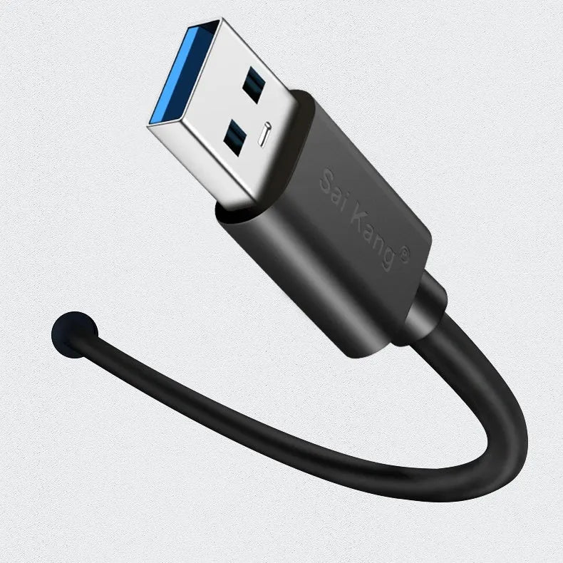 Black USB 3.0 and USB 2.0 extension cable with male to female connectors showing multiple length options