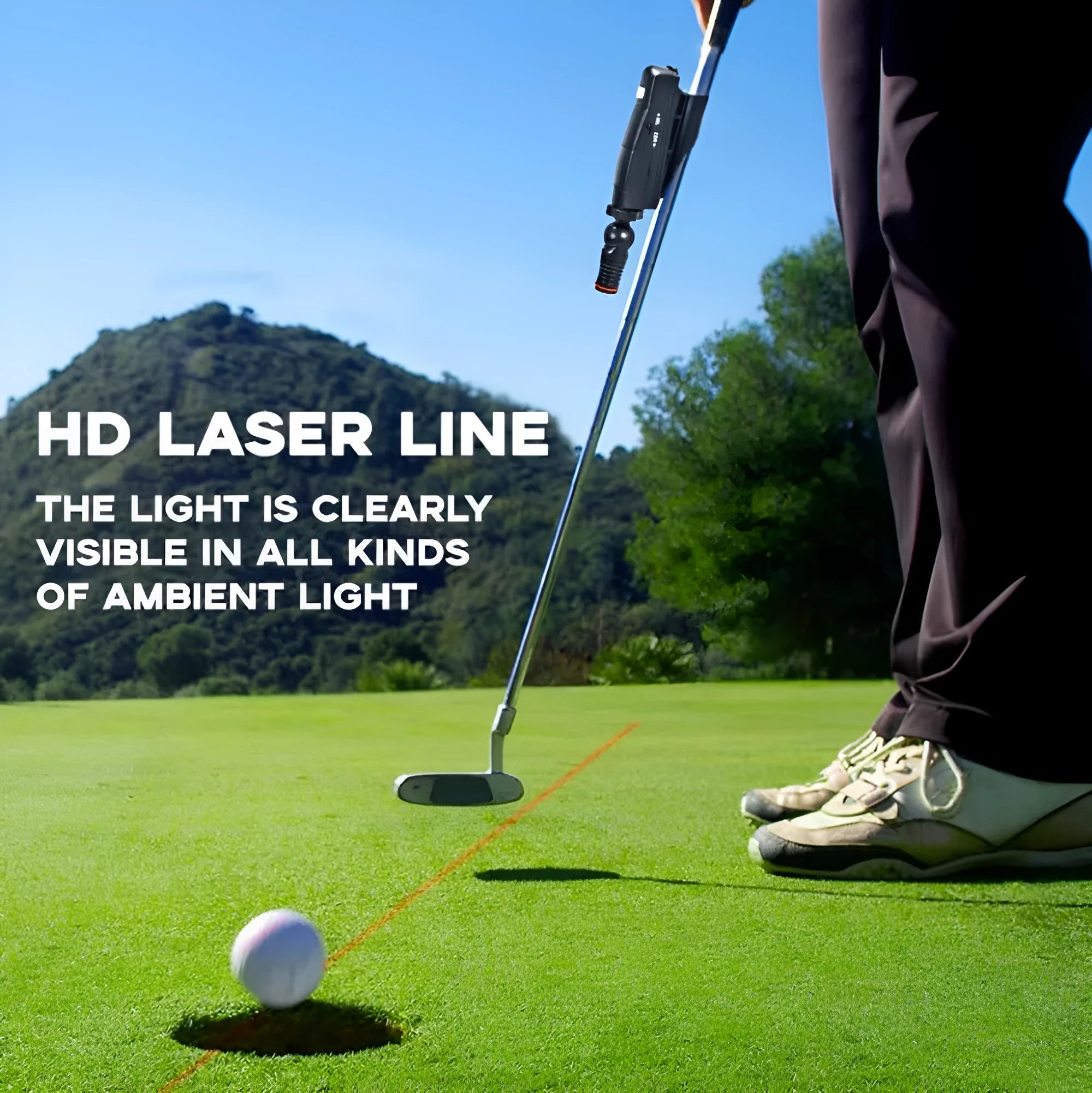 Black golf laser aiming instrument for putting alignment practice with compact 7.6cm design