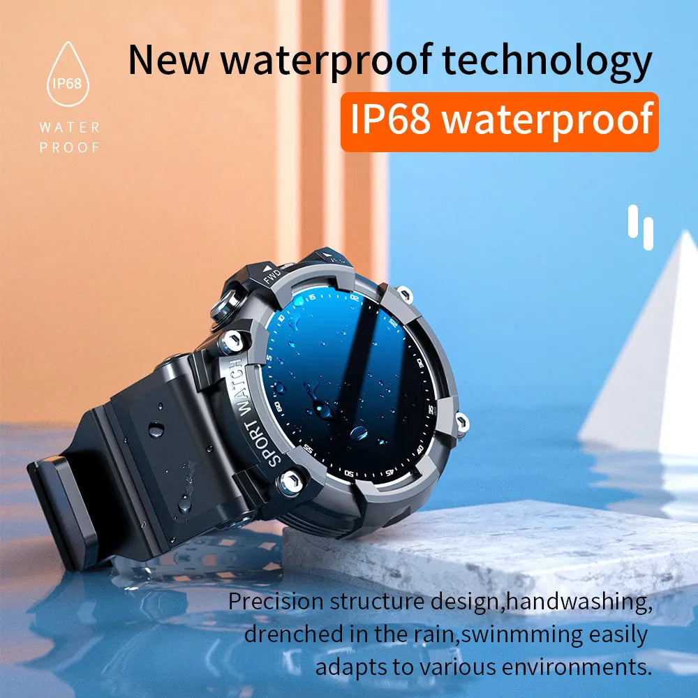 ATTACK 3 IP67 waterproof smart sports watch in black, white, or pink with round 1.28-inch screen and TPU strap.