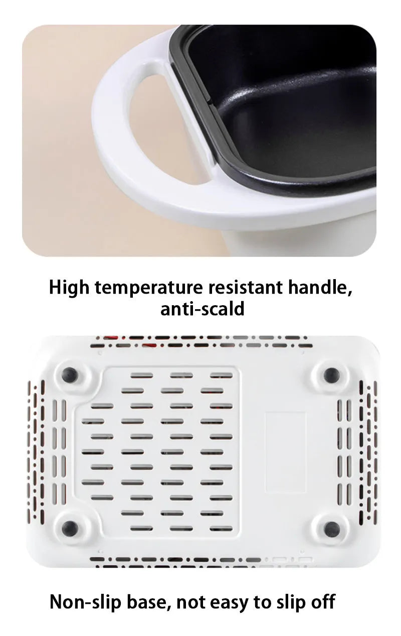 White or green dual-use electric caldron frying oven appliance with mechanical controls
