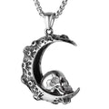 Men's silver electroplated skull necklace with stainless steel chain and alloy pendant