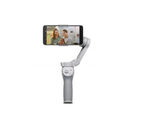 Magnetic mobile phone PTZ motorised gimbal stabiliser unit with integrated battery on a table