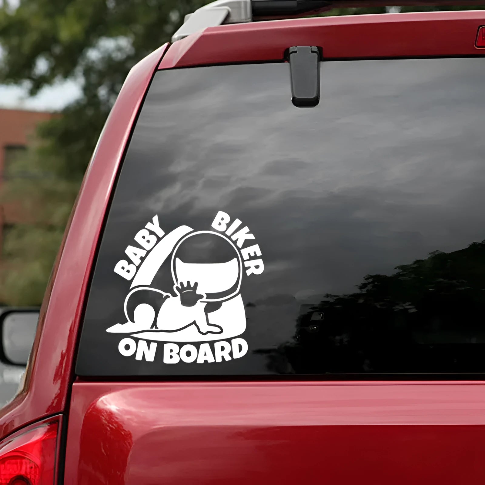 Reflective Baby on Board car sticker measuring 14.5cm by 15cm