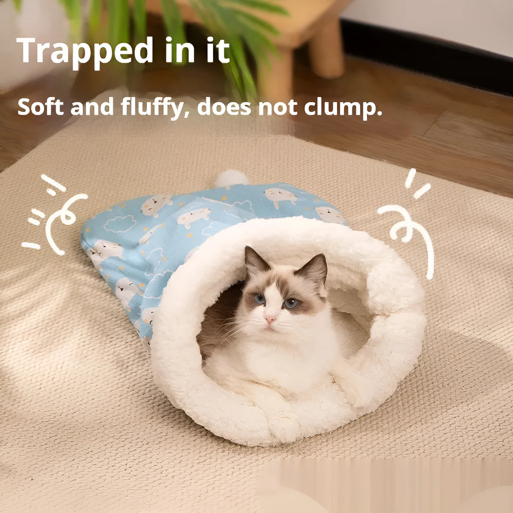 Flannel cat sleeping bag nest with PP cotton filling measuring 50x40cm