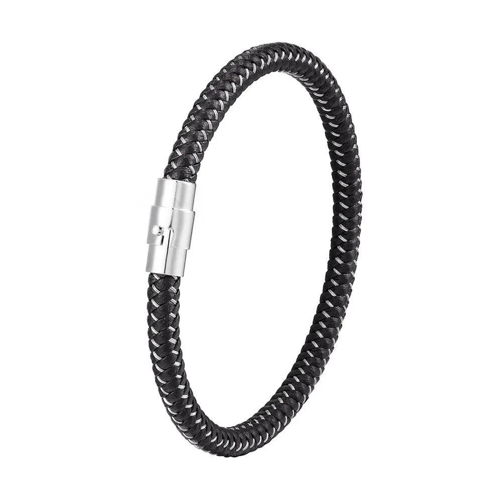 Men's geometric titanium steel wire bracelet with a magnetic clasp
