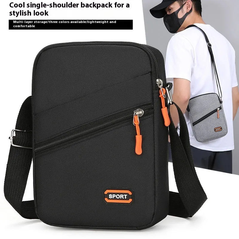 Simple all-match crossbody shoulder commuter bag in solid color Oxford cloth with contrast details