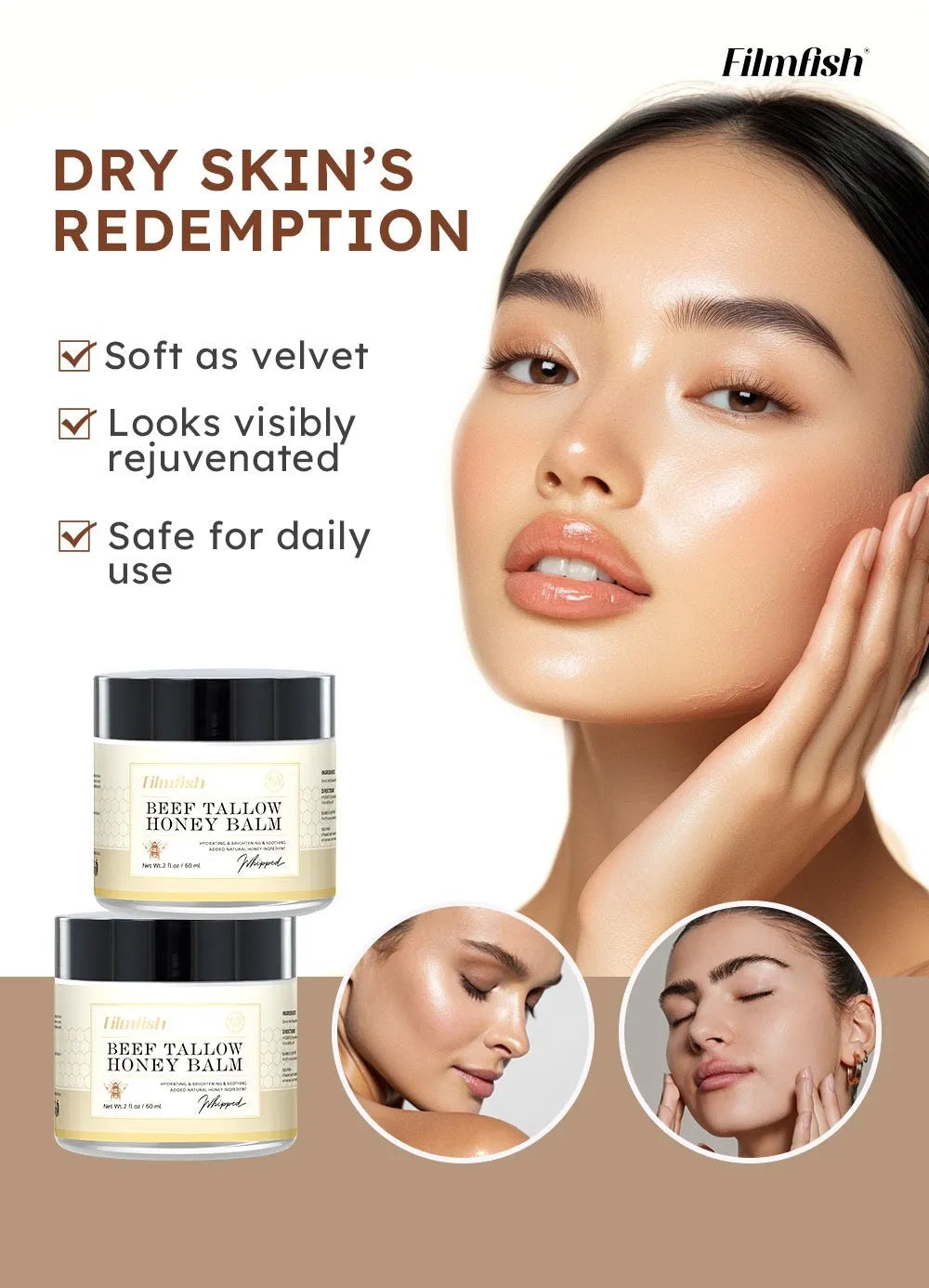 60ml honey moisturiser body cream tube for dry skin hydration and rejuvenation