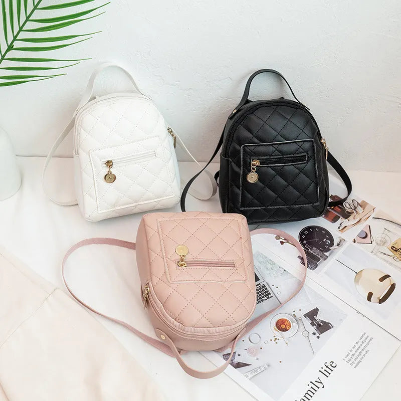 Girls' white embroidered hard backpack Korean style with sandwich pocket