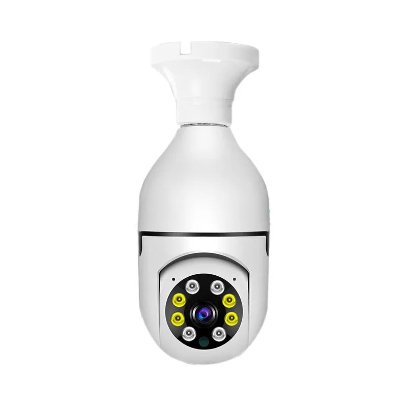 White wireless bulb security camera with lens, dimensions 5cm by 12cm