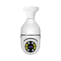White wireless bulb security camera with lens, dimensions 5cm by 12cm
