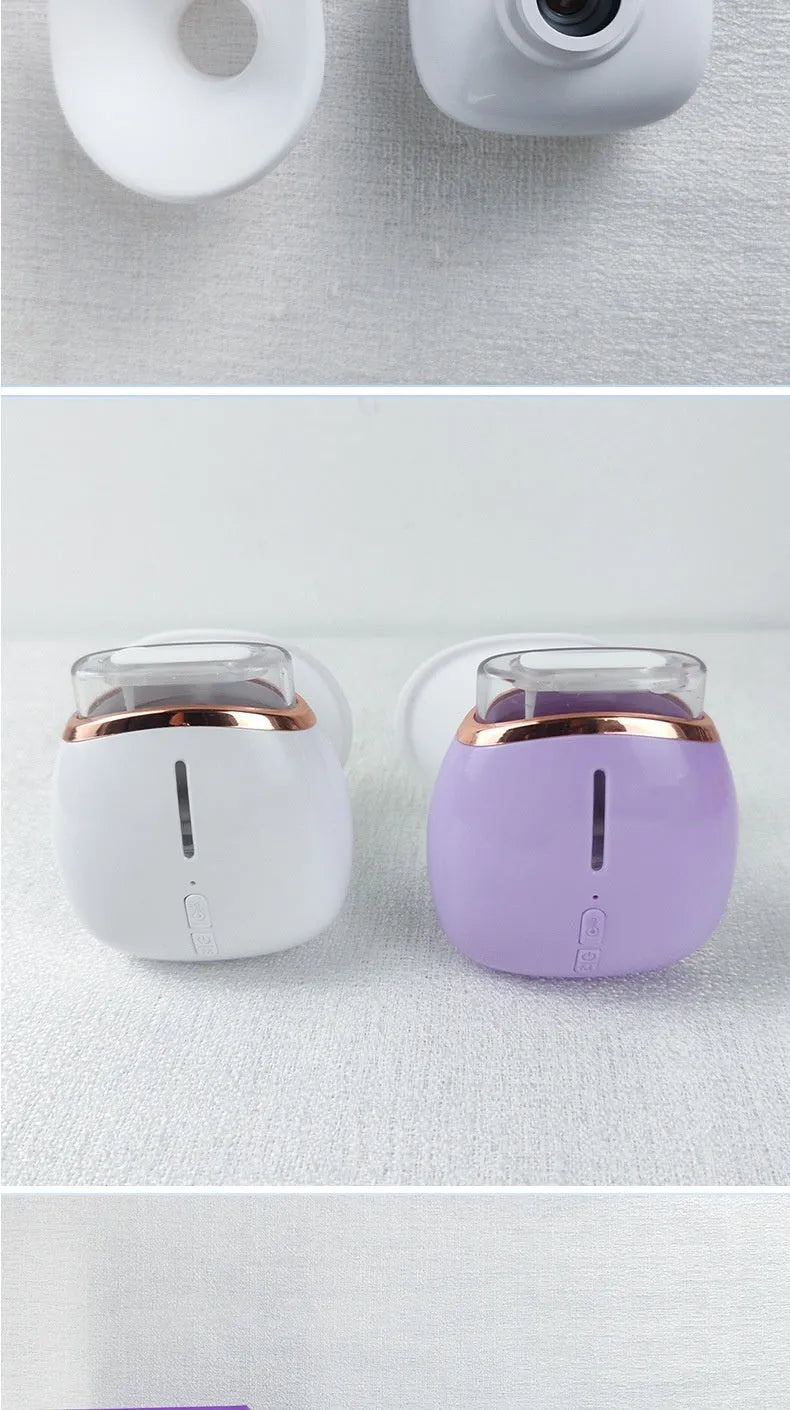 White portable eye humidifier with USB charging cable for dry eye relief