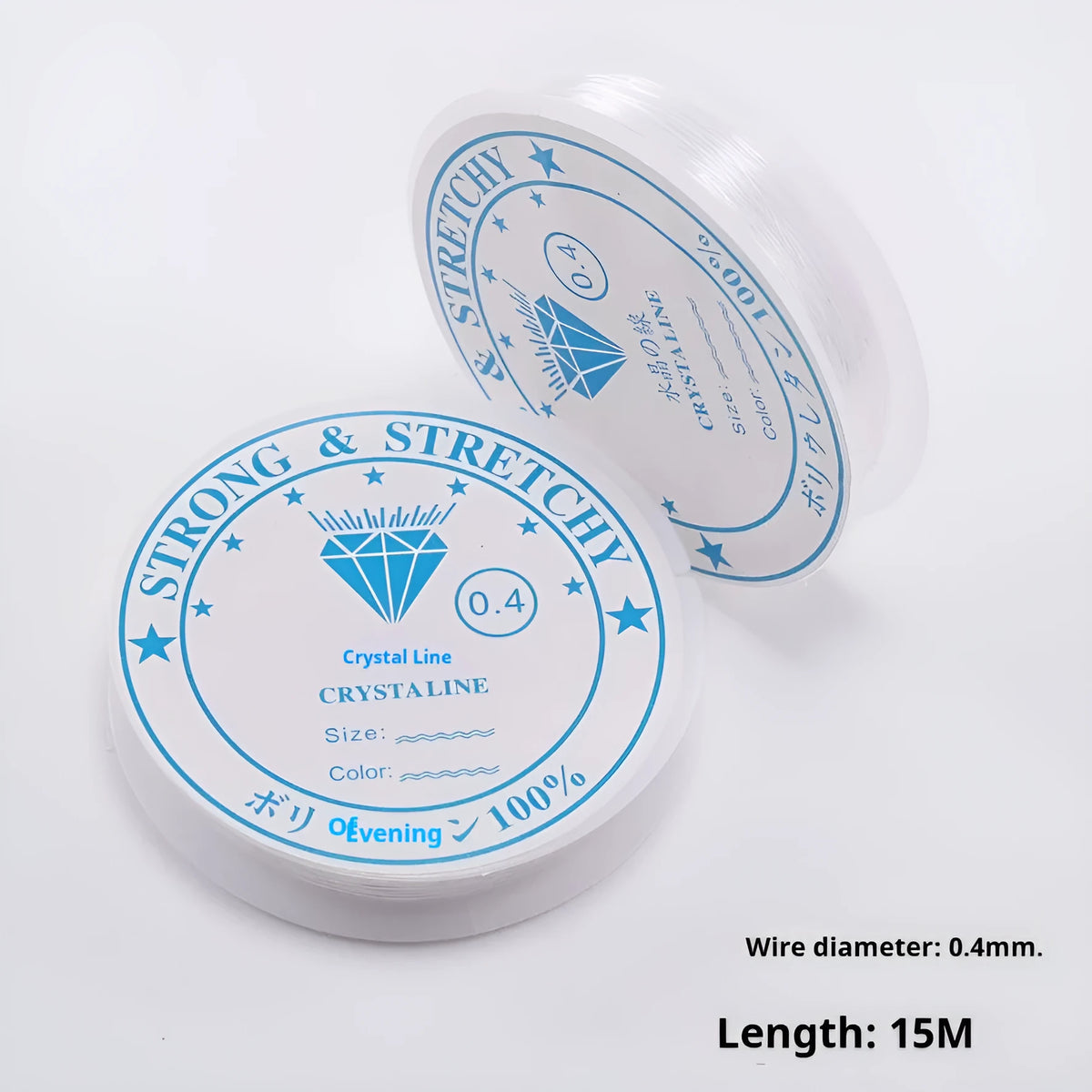 Transparent white elastic fishing line thread for jewellery making with multiple diameter options