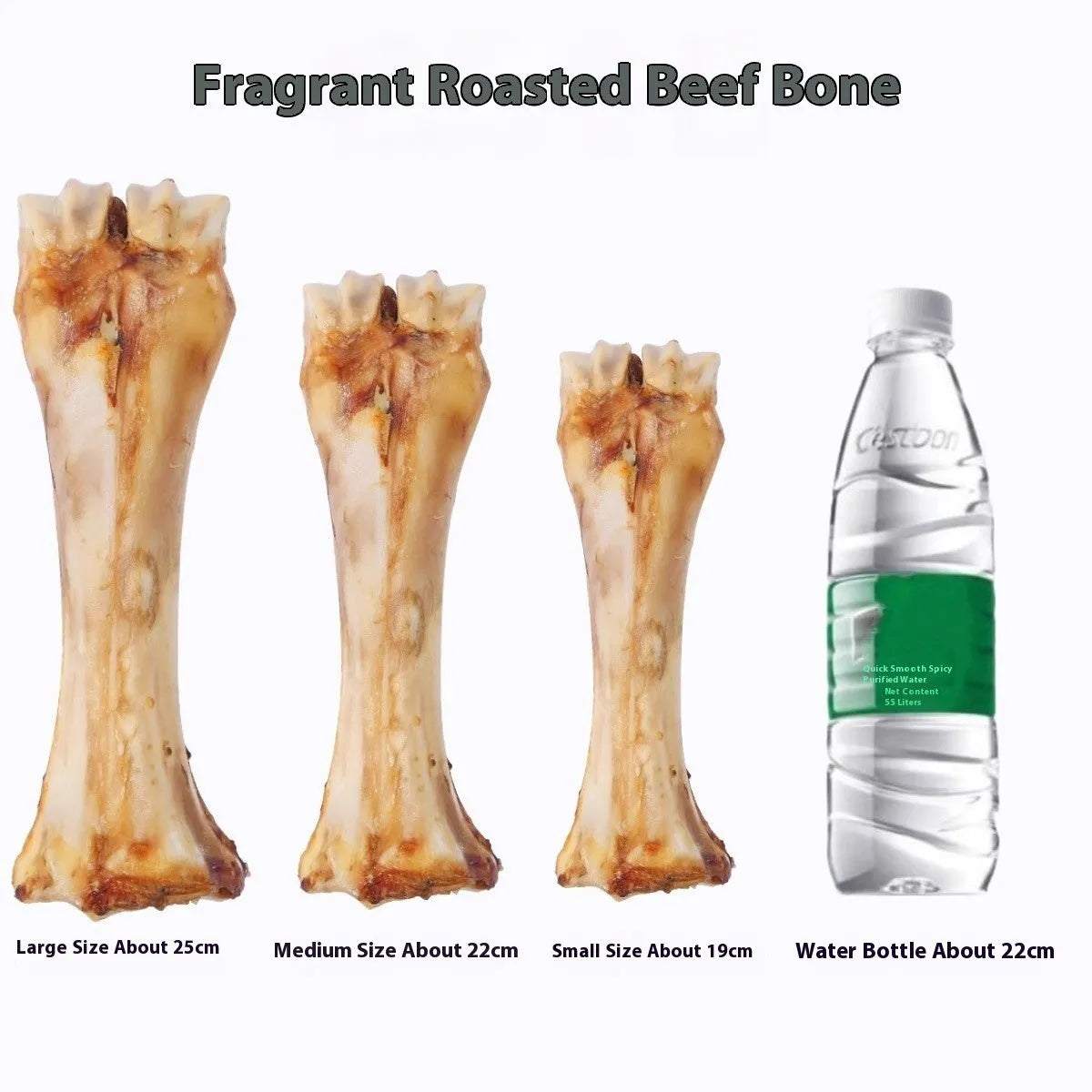 Roasted ox bone dental chew for dogs in large, medium, and small sizes