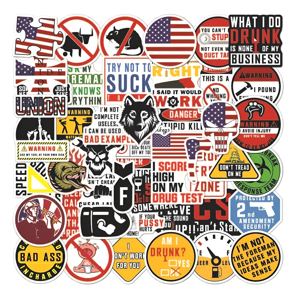 Waterproof helmet warning stickers pack with PVC adhesive and bright film coating
