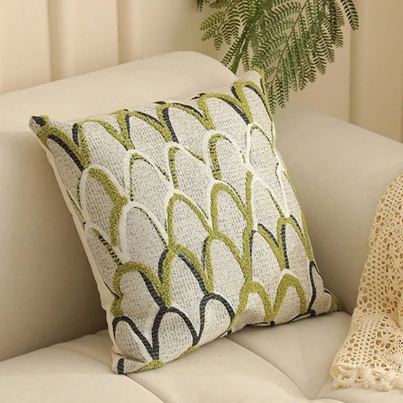 Square 45cm Jacquard woven cushion cover with a detailed retro floral pattern in Nordic style.