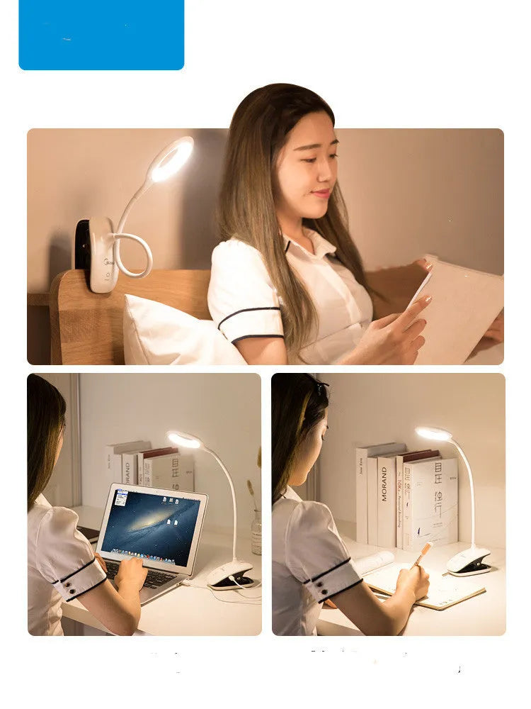 Green rechargeable table lamp with touch switch and USB charging port on wooden desk
