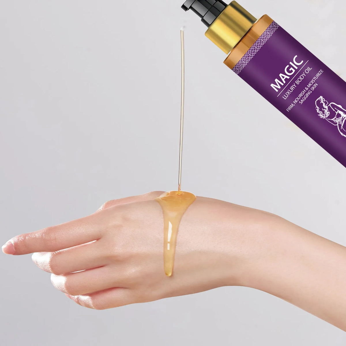 100ml bottle of body treatment oil containing jojoba, camellia and sweet almond oils