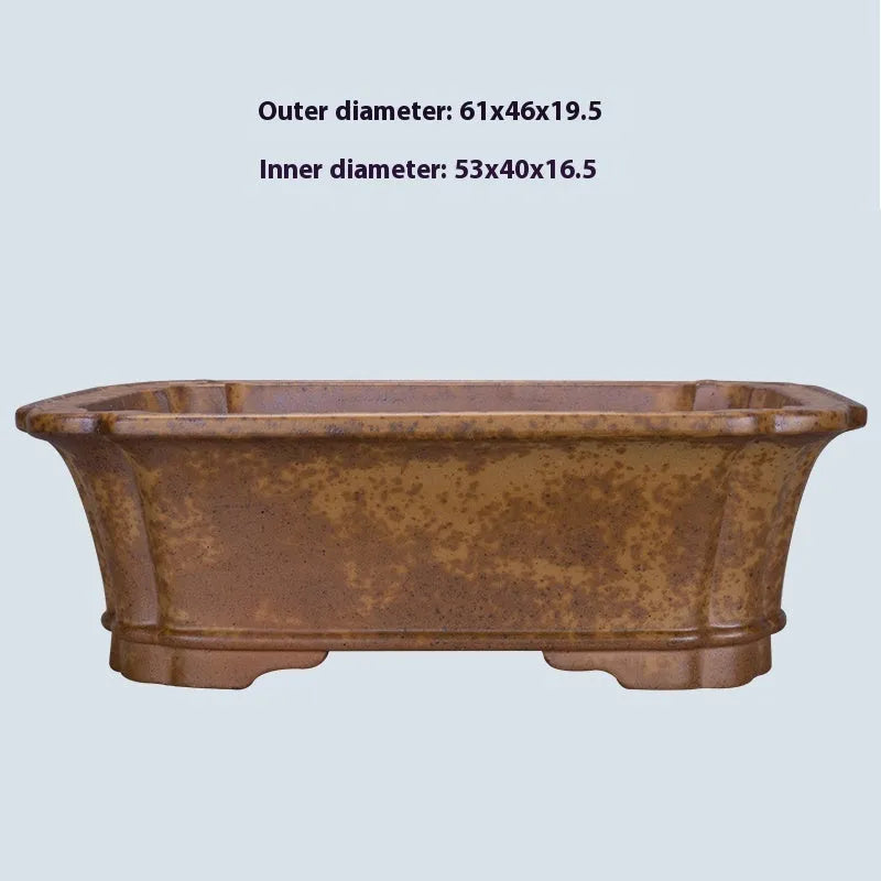 Purple sand rectangular flowerpot with segment mud design and double pumping angle