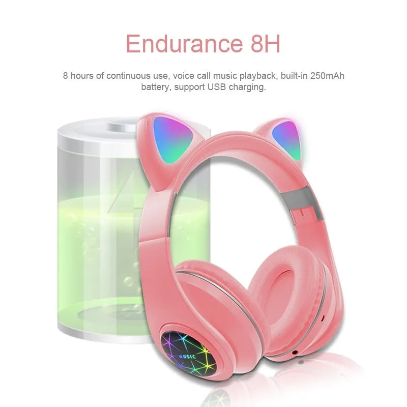 Wireless Bluetooth sports headset with cat ear design in multiple colour options