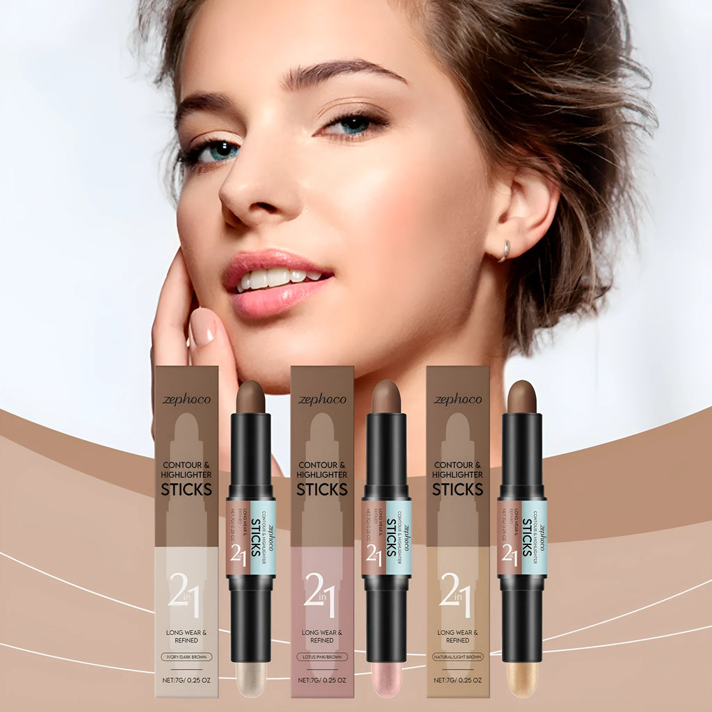 A 2-in-1 makeup highlighter and repair pen shown in one of three natural colour options.