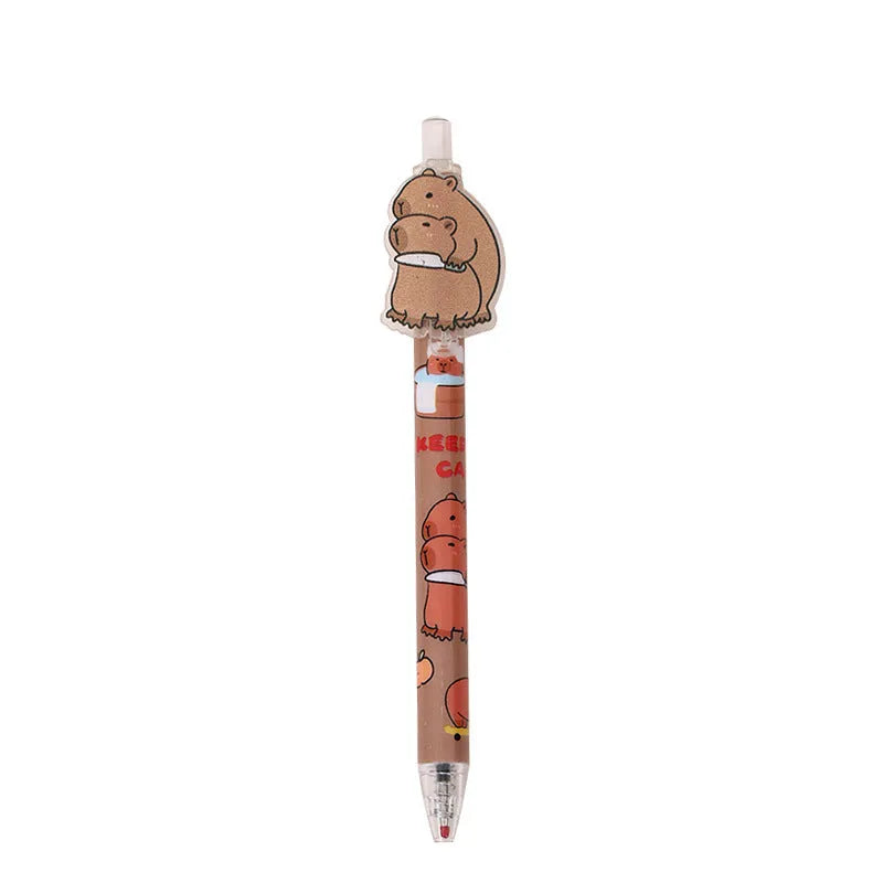 Cartoon bear acrylic paster pressing gel pen set with 48 plastic shell pens in carbon black ink