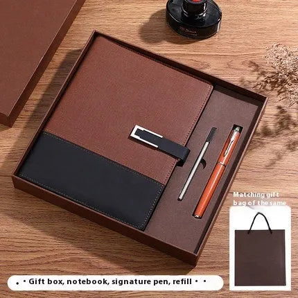 Genuine leather A5 business notebook with wood-free paper pages in multiple colour options including brown, black, green, blue, and red
