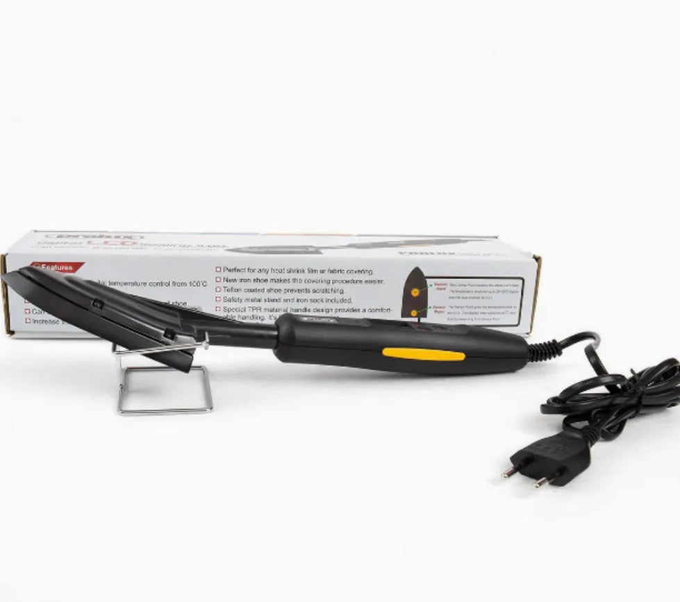 Electronic temperature control hot iron with cotton cover and heat-resistant bracket for hairstyling training
