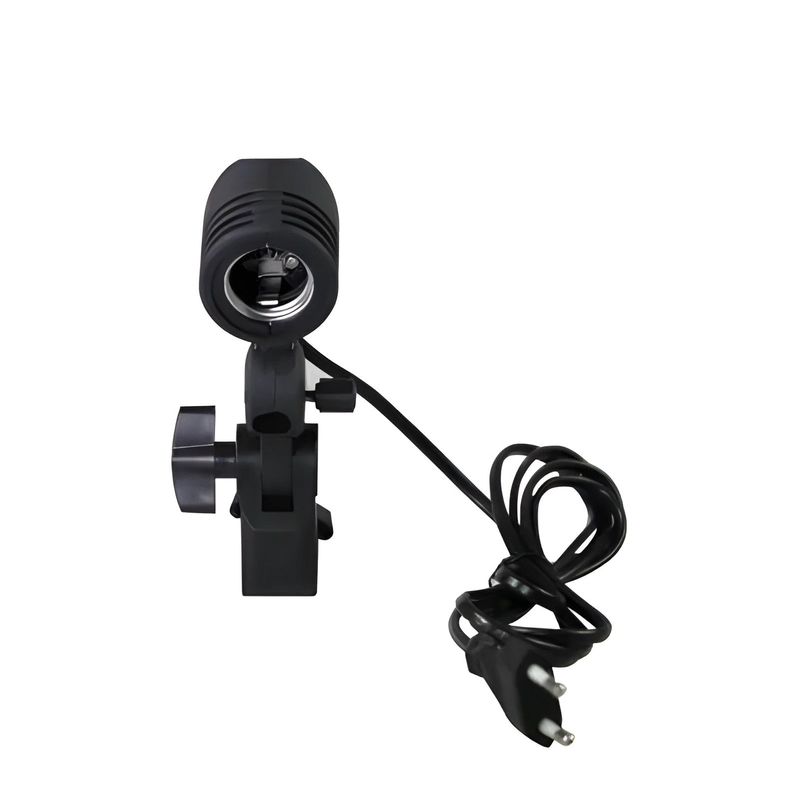 Black reinforced nylon universal photographic lamp holder with E27 port and 1.8m power cords.