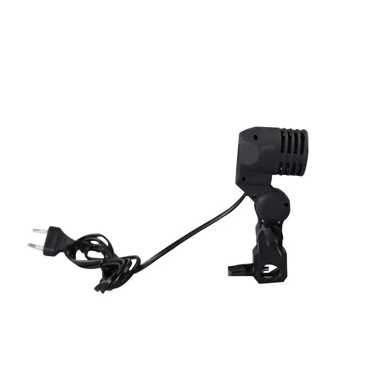 Black reinforced nylon universal photographic lamp holder with E27 port and 1.8m power cords.