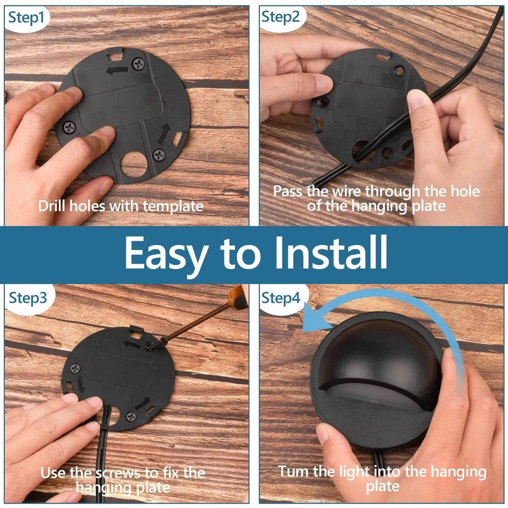 Low voltage outdoor step light with IP67 rating, showing compact aluminium body and PC lens.