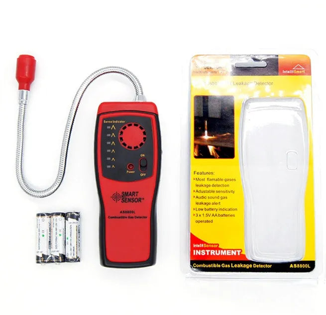 AS8800L portable flammable gas detector with LED display and compact handheld design