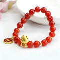 Red agate zodiac dragon bracelet with 8mm beads in Chinese style design