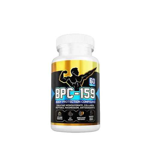 Bottle of body energy supplement capsules for general wellbeing support
