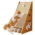 Vertical cat scratch board with funny ball style and hemp rope surface
