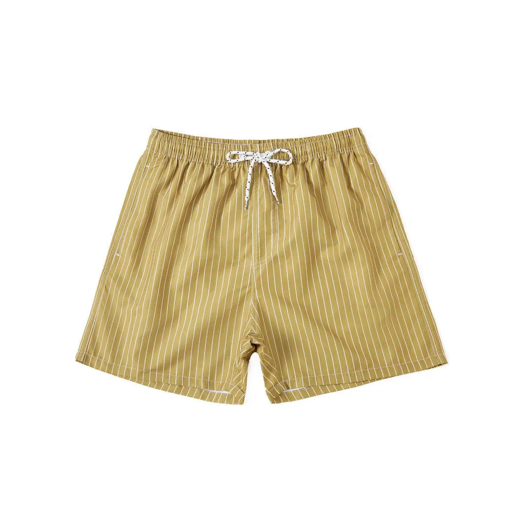 Polyester striped beach shorts with triangle lining pattern in multiple colours