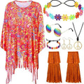 Tie dye cloak costume with bell sleeves in rainbow colours for Halloween and fantasy events