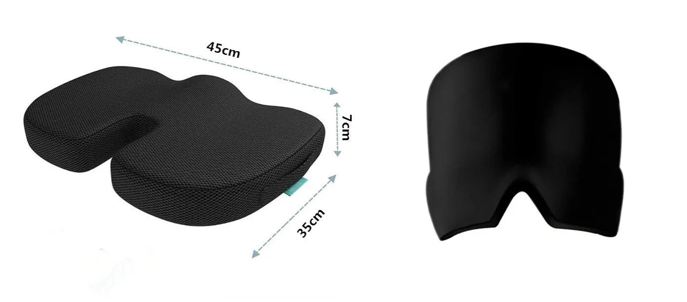 Black elastic cloth gel cooling eye mask for headache relief, shown with adjustable strap.