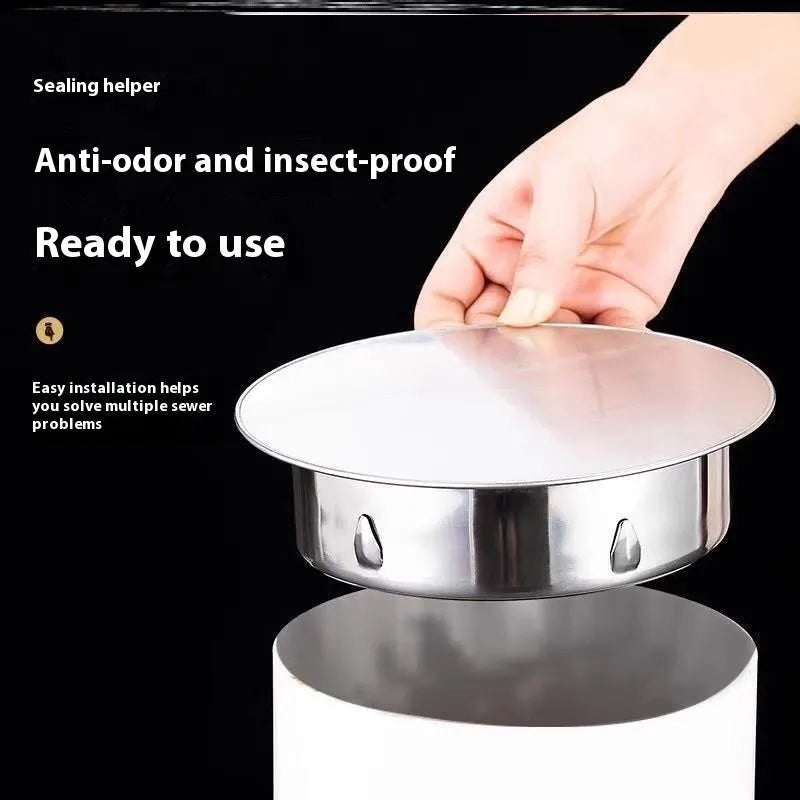 Stainless steel floor drain deodorant seal cover with modern design and tube plug fitting