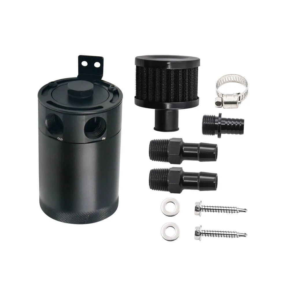 Black and silver aluminium automotive two-hole breathable machine oil pot with oil-free valve