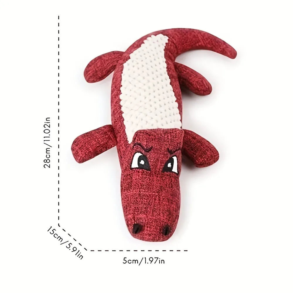 Blue, green, and red plush pet toys with a corn grid texture for chewing