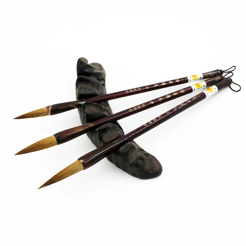 Wolf Hao traditional Chinese calligraphy brush with wolf hair bristles and steel rod ferrule.