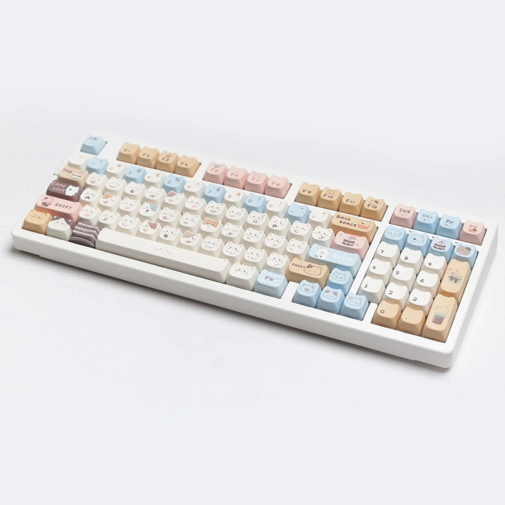 High Sea Salt Cat PBT sublimation keycap set with March Past space and 7u supplementary keys