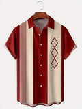 Men's plaid short-sleeved summer shirt in polyester with elastic band fabric