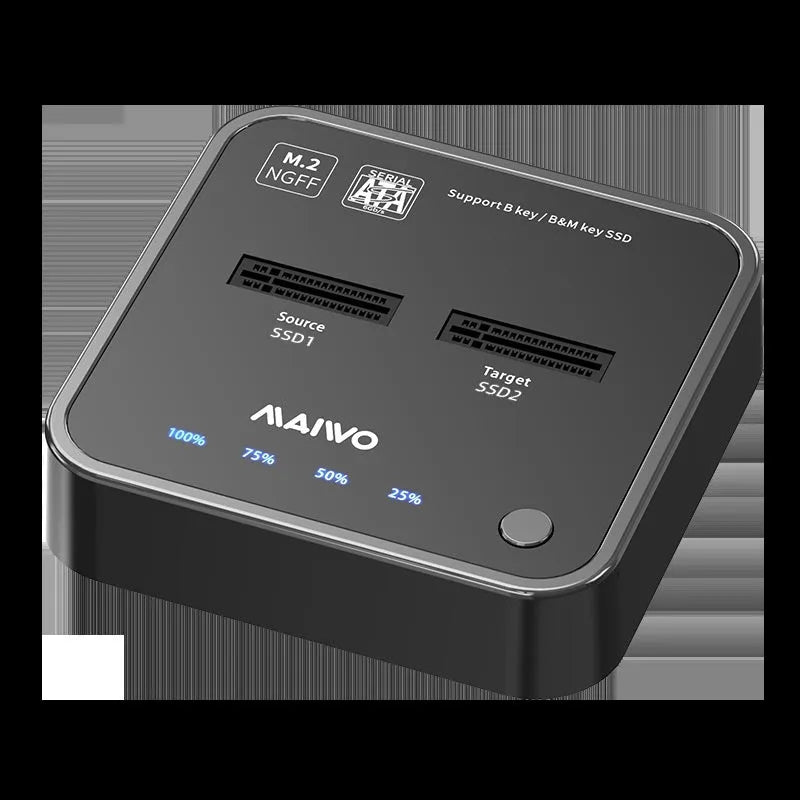 MAIWO K3016 M.2 SSD duplicator dock with USB-C cables and power adapter